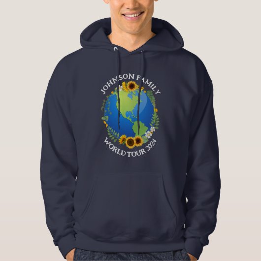 Aangepaste World Tour Aarde Zonnebloemen Overzee R Hoodie (Voorkant)