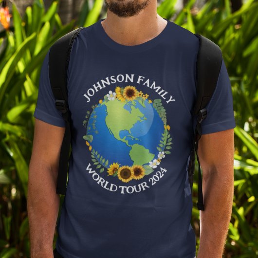 Aangepaste World Tour Aarde Zonnebloemen Overzee R T-shirt