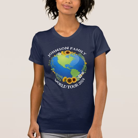 Aangepaste World Tour Aarde Zonnebloemen Reizen Vr T-shirt (Voorkant)