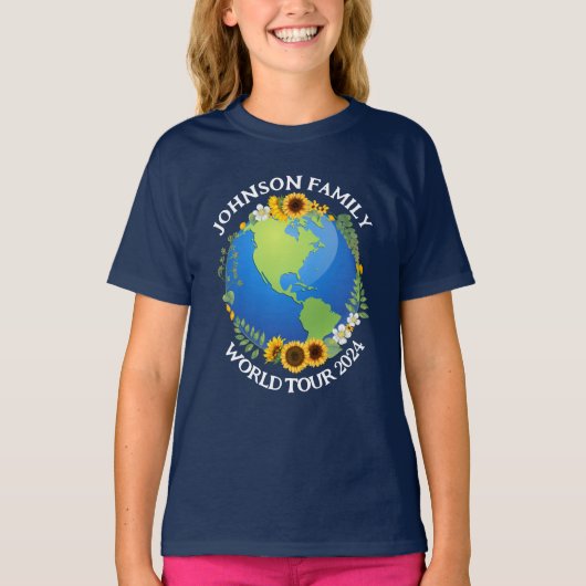 Aangepaste World Tour Earth Zonnebloemen Kinder re T-shirt (Voorkant)
