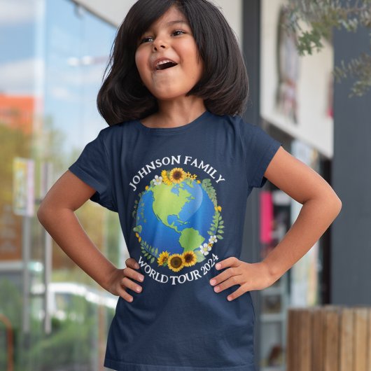 Aangepaste World Tour Earth Zonnebloemen Kinder re T-shirt