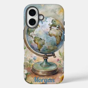 Aangepaste World Travel Art iPhone 16 Hoesje
