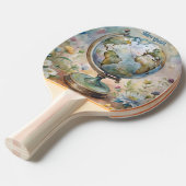 Aangepaste World Travel Art Tafeltennisbatje (Voorkant Gekanteld)