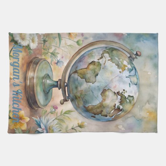 Aangepaste World Travel Art Theedoek (Horizontaal)