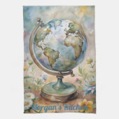 Aangepaste World Travel Art Theedoek (Verticaal)