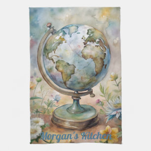 Aangepaste World Travel Art Theedoek