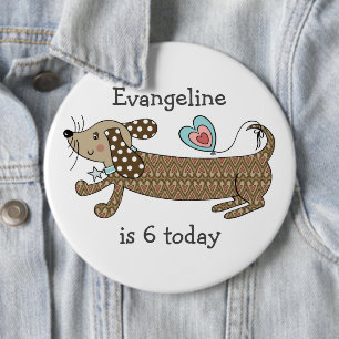 Aangepaste worst Dog Dachshund Number Birthday Ronde Button 6,0 Cm