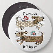 Aangepaste worst Dog Dachshund Number Birthday Ronde Button 6,0 Cm (Voorkant /achterkant)