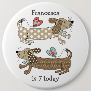 Aangepaste worst Dog Dachshund Number Birthday Ronde Button 6,0 Cm