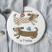 Aangepaste worst Dog Dachshund Number Birthday Ronde Button 6,0 Cm (In situ)