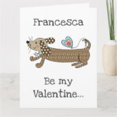 Aangepaste worst Dog Dachshund Valentijnsdag Kaart (Voorkant)