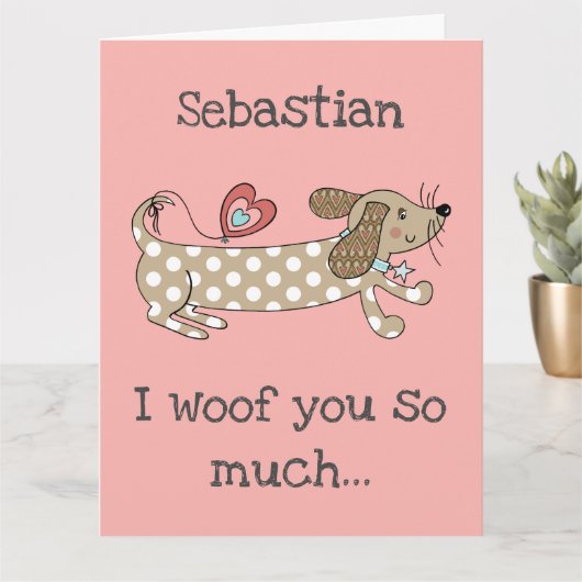 Aangepaste worsthond Dachshund Valentijnskaart Kaart (Kleine Plant)