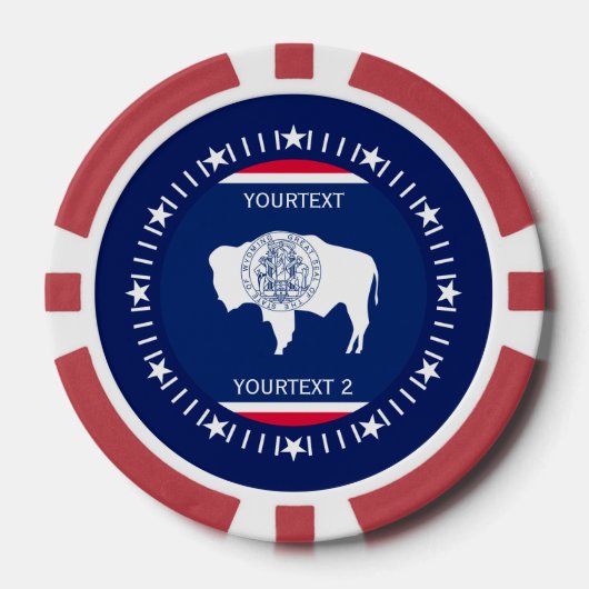 Aangepaste Wyoming State-vlag op een Poker Chips (Voorkant)