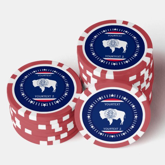 Aangepaste Wyoming State-vlag op een Poker Chips (Opstapeling)