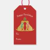 Aangepaste Xmas Golden Retrievers die Mistletoe ku Cadeaulabel (Achterkant)
