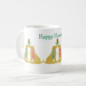 Aangepaste Xmas Golden Retrievers die Mistletoe ku Koffiemok (Voorkant links)