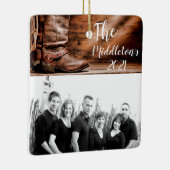 Aangepaste XMAS Ornament Cowboy Boots Barn Wood (Rechts)