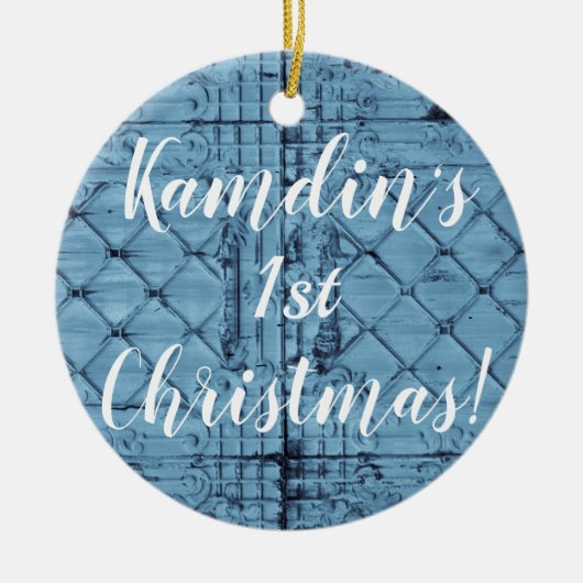 Aangepaste XMAS-Ornament Rustic Tin Panel Ceilin Keramisch Ornament (Voorkant)