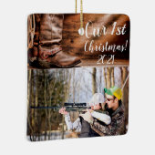 Aangepaste XMAS-versiering Cowboy Boots Barn Wood Keramisch Ornament (Rechts)