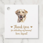 Aangepaste Yellow Lab Hond Wedding Favoriete Label (Voorkant)