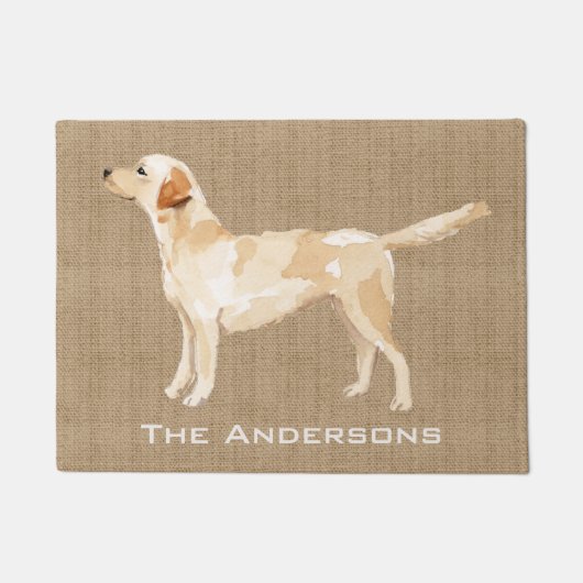 Aangepaste Yellow Lab Waterverf Silhouette Tan Bur Deurmat (Voorkant)