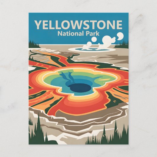 Aangepaste Yellowstone National Park WPA Retro Rei Briefkaart (Voorkant)