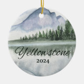 Aangepaste Yellowstone Waterverf Mountain Lake Tre Keramisch Ornament (Voorkant)