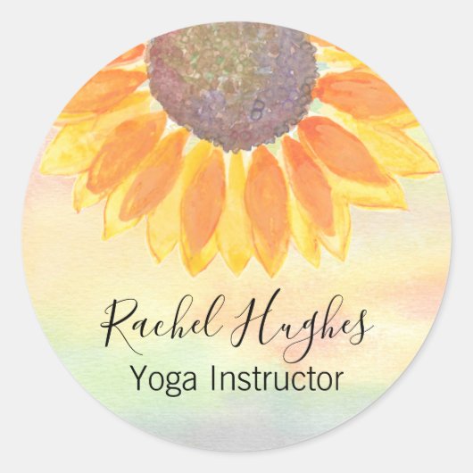 Aangepaste Yoga Instructor Sunflower Ronde Sticker (Voorkant)