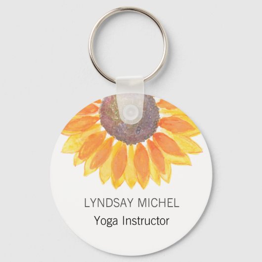 Aangepaste Yoga Instructor Sunflower Sleutelhanger (Voorkant)