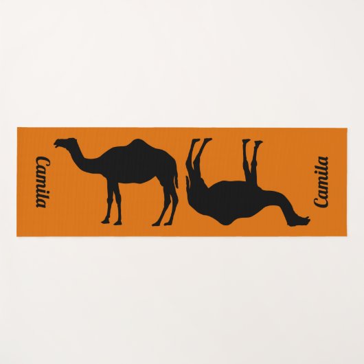 Aangepaste yoga-mat met kamelenachtergrondsilhouet yogamat (Voorkant (horizontaal))