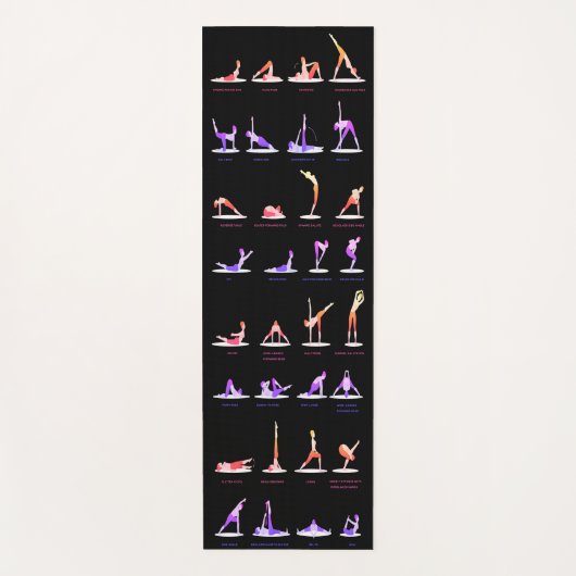 Aangepaste Yoga Matten met Gedrukte Poses (Voorkant)