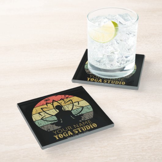 Aangepaste Yoga Studio Fitness Instructor Guru Glazen Onderzetter (Schuin)