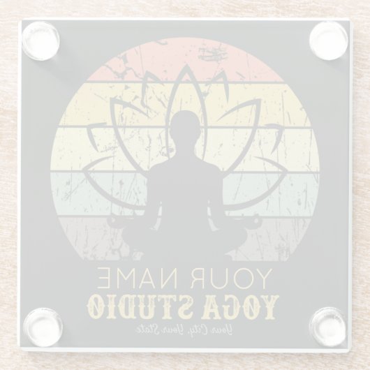 Aangepaste Yoga Studio Fitness Instructor Guru Glazen Onderzetter (Achterkant)