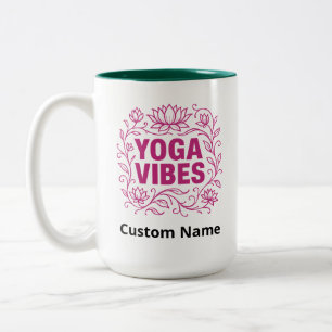 Aangepaste Yoga Vibes Lotus Vines Tweekleurige Koffiemok