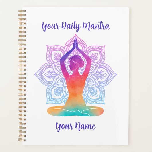 Aangepaste yogaplanner met naam en mantra planner (Voorkant)