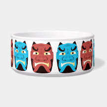 Aangepaste Yokai Oni Duivel Kom voor Huisdieren