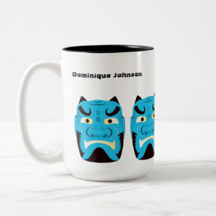 Aangepaste Yokai Oni (Japanse Demon) Mok, 15 oz Tweekleurige Koffiemok