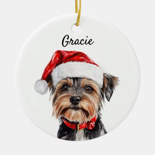 Aangepaste Yorkshire Terrier hond Keramisch Ornament (Voorkant)