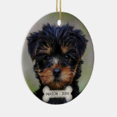 Aangepaste Yorkshire Terrier-hondsfoto Keramisch Ornament (Rechts)