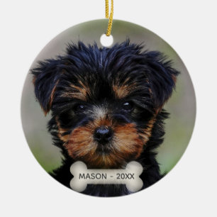 Aangepaste Yorkshire Terrier-hondsfoto Keramisch Ornament