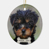 Aangepaste Yorkshire Terrier-hondsfoto Keramisch Ornament (Links)
