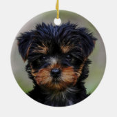 Aangepaste Yorkshire Terrier-hondsfoto Keramisch Ornament (Achterkant)