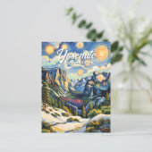Aangepaste Yosemite Tunnel View Winter Van Gogh st Briefkaart (Staand voorkant)