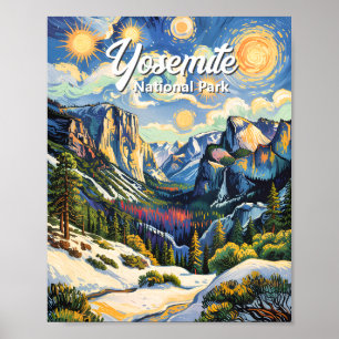 Aangepaste Yosemite Tunnel View Winter Van Gogh st Poster