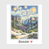 Aangepaste Yosemite Tunnel View Winter Van Gogh st Sticker (Vel)