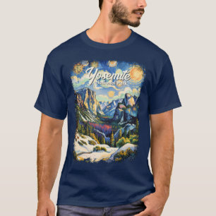 Aangepaste Yosemite Tunnel View Winter Van Gogh st T-shirt