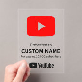Aangepaste YouTube-afspeelknop transparant Acryl Uitnodigingen (Insitu (Draagbaar))