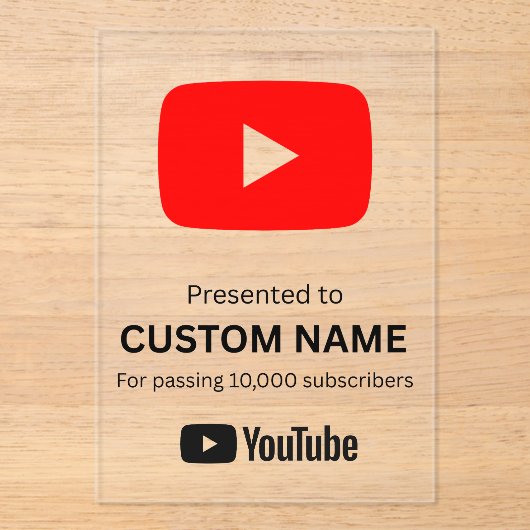 Aangepaste YouTube-afspeelknop transparant Acryl Uitnodigingen (Voorkant)