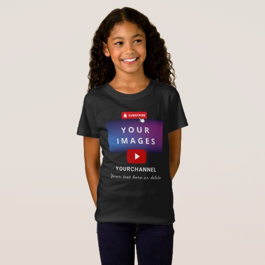 Aangepaste YouTube-kanaalnaam en Afbeeldingen toev T-shirt (Voorkant volledig)