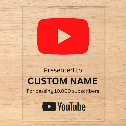 Aangepaste youtube-speelknop transparant acryl uitnodigingen (Voorkant)